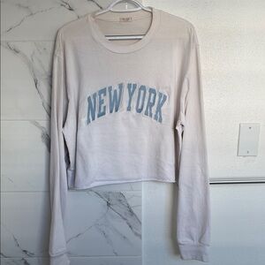 Brandy Melville Cream Sweatshirt with Blue New York Print